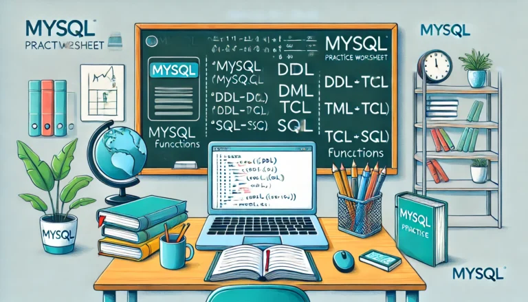 Comprehensive MySQL Practice Worksheet for CBSE Class 11th & 12th: Mastering DDL, DML, TCL, and SQL Functions