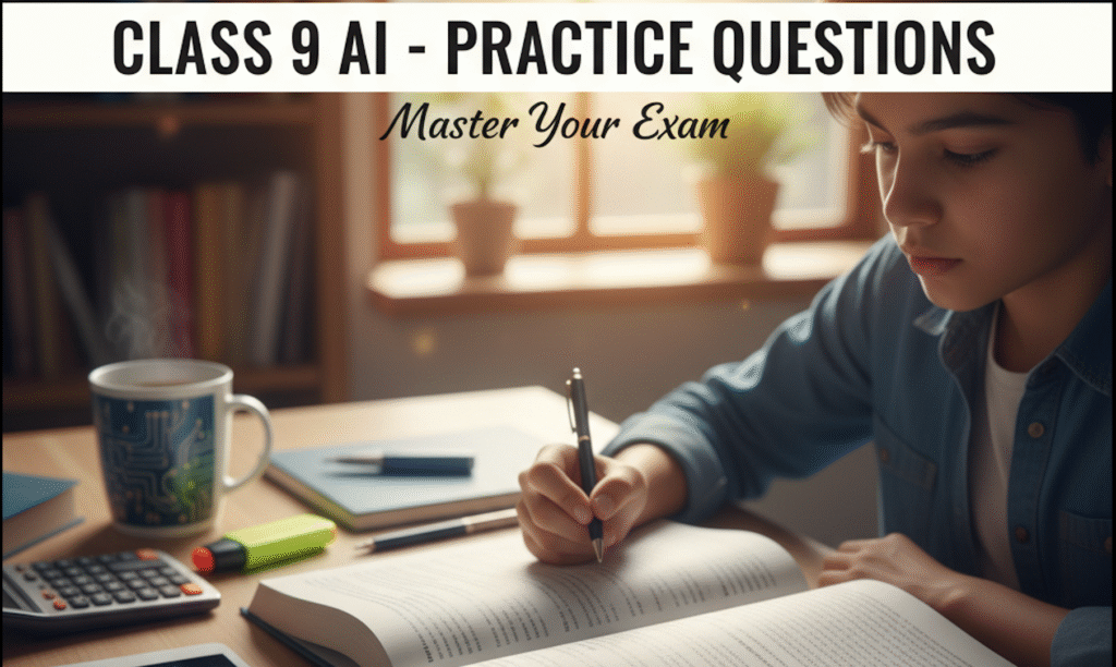Artificial Intelligence Class 9, CBSE AI 417 questions, Class 9 AI Half Yearly Exam, Employability Skills Class 9 AI, Python questions for Class 9.