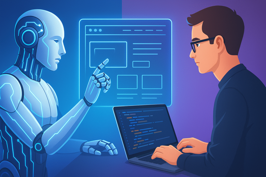 Comparison between AI website builder and professional web developer for business websites