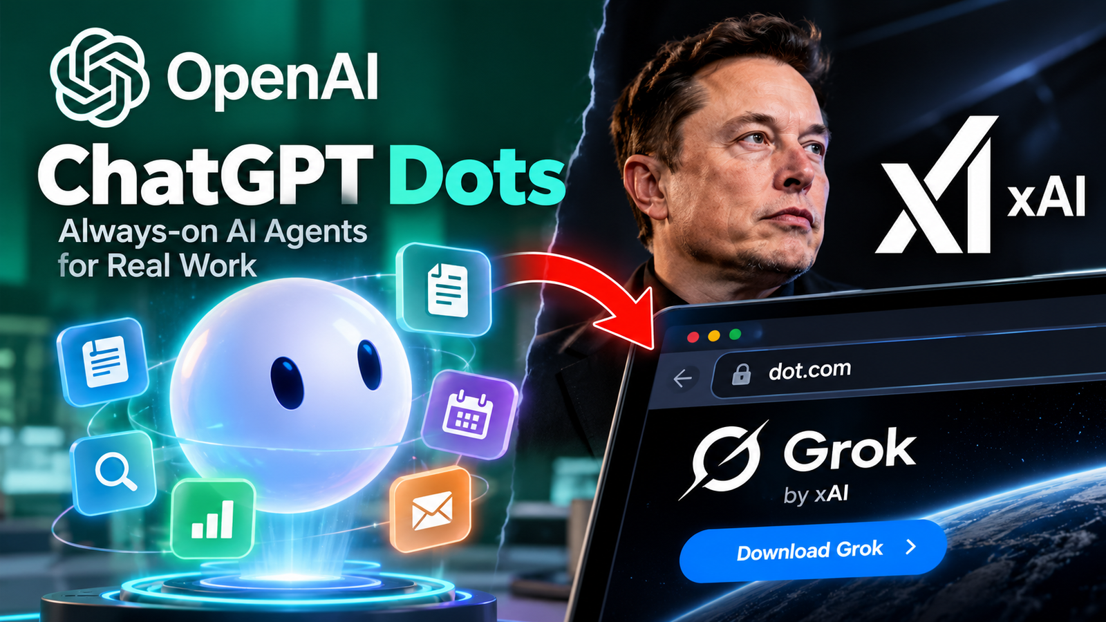 ChatGPT Dots Meets xAI Grok
